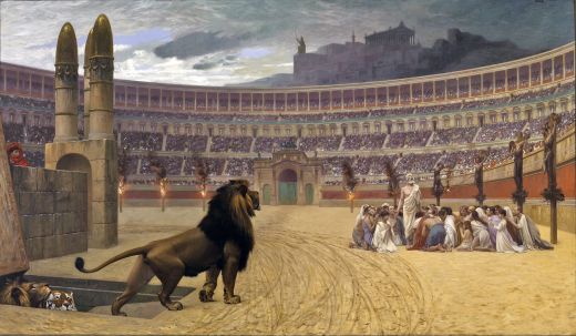 19th century depiction of Christian martyrs in Roman Colosseum. 